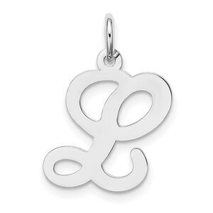 14k White Gold, Sophia Collection, Small Script Initial L Pendant